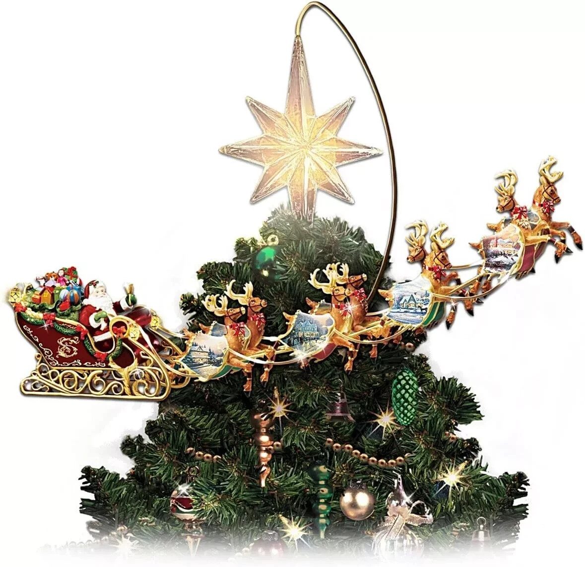 Animated Santa Sleigh Tree Topper