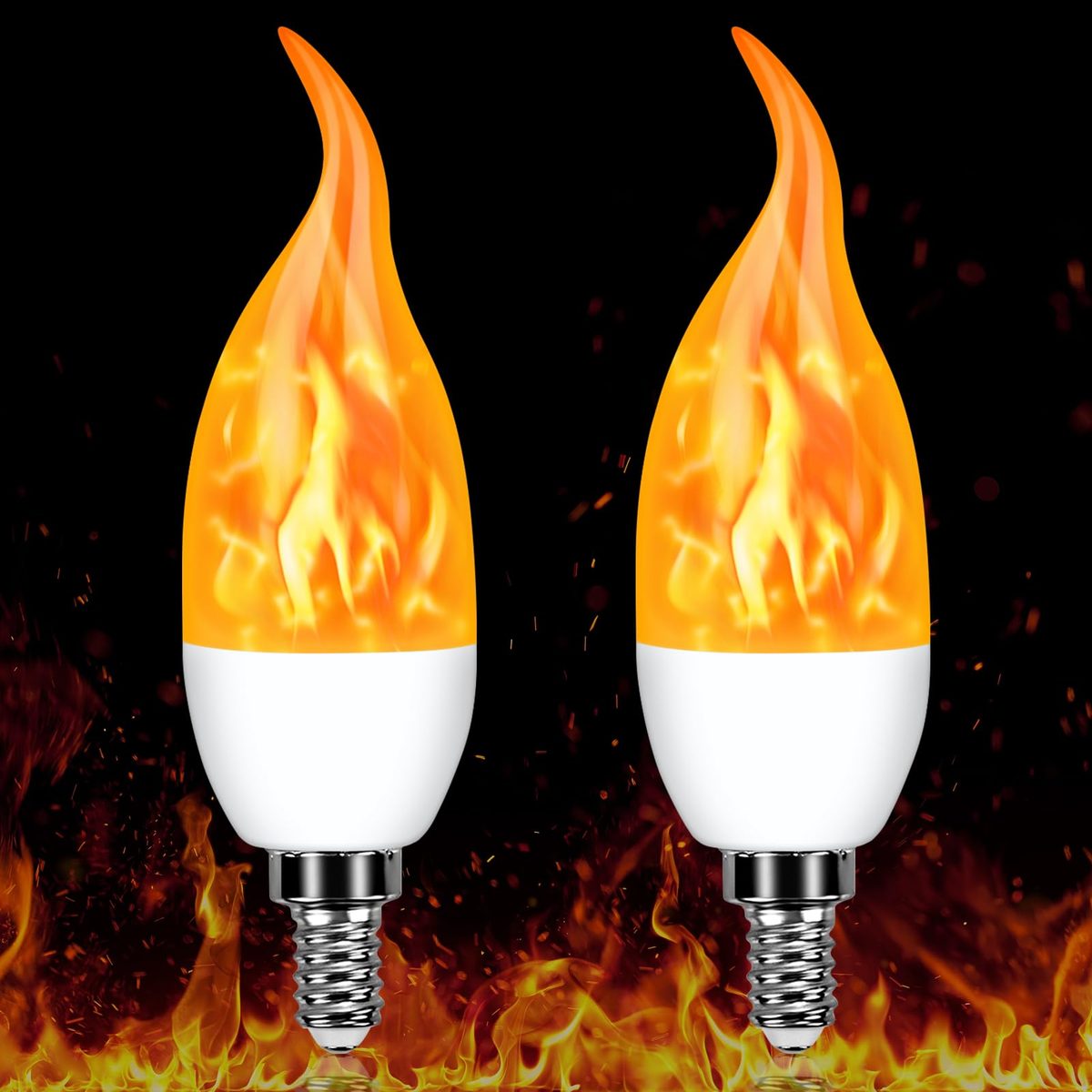 Flicker Flame Light Bulbs — LED Flame Effect, 2-Pack