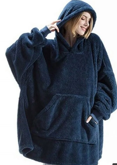 Wearable Blanket Hoodie — Oversized Fleece Blanket Sweatshirt with Big Pocket