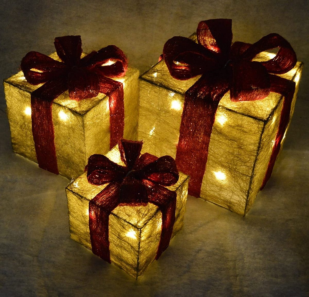 Light-Up Christmas Gift Boxes — Set of 3 (Indoor/Outdoor)