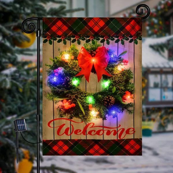 Lighted Christmas Garden Flag — Solar LED