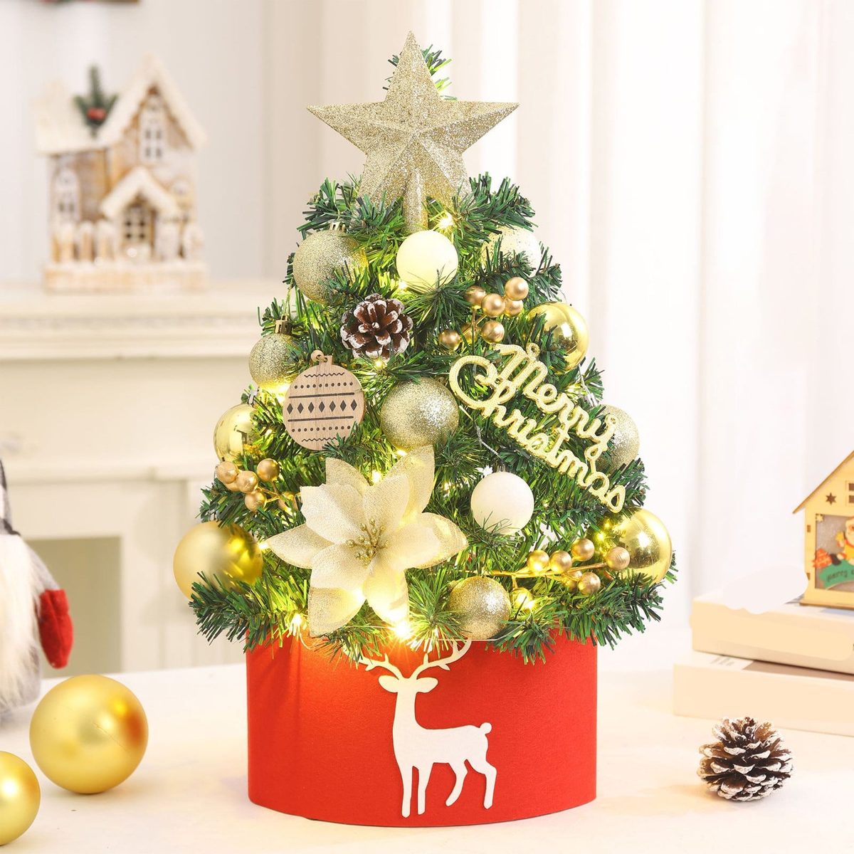 Mini Tabletop Christmas Tree Kit (Pre-Lit)