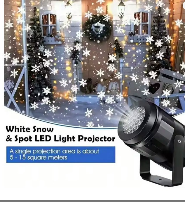 Snowflake Projector Light — Rotating Christmas Snowfall Lamp for Indoor Holiday Decor