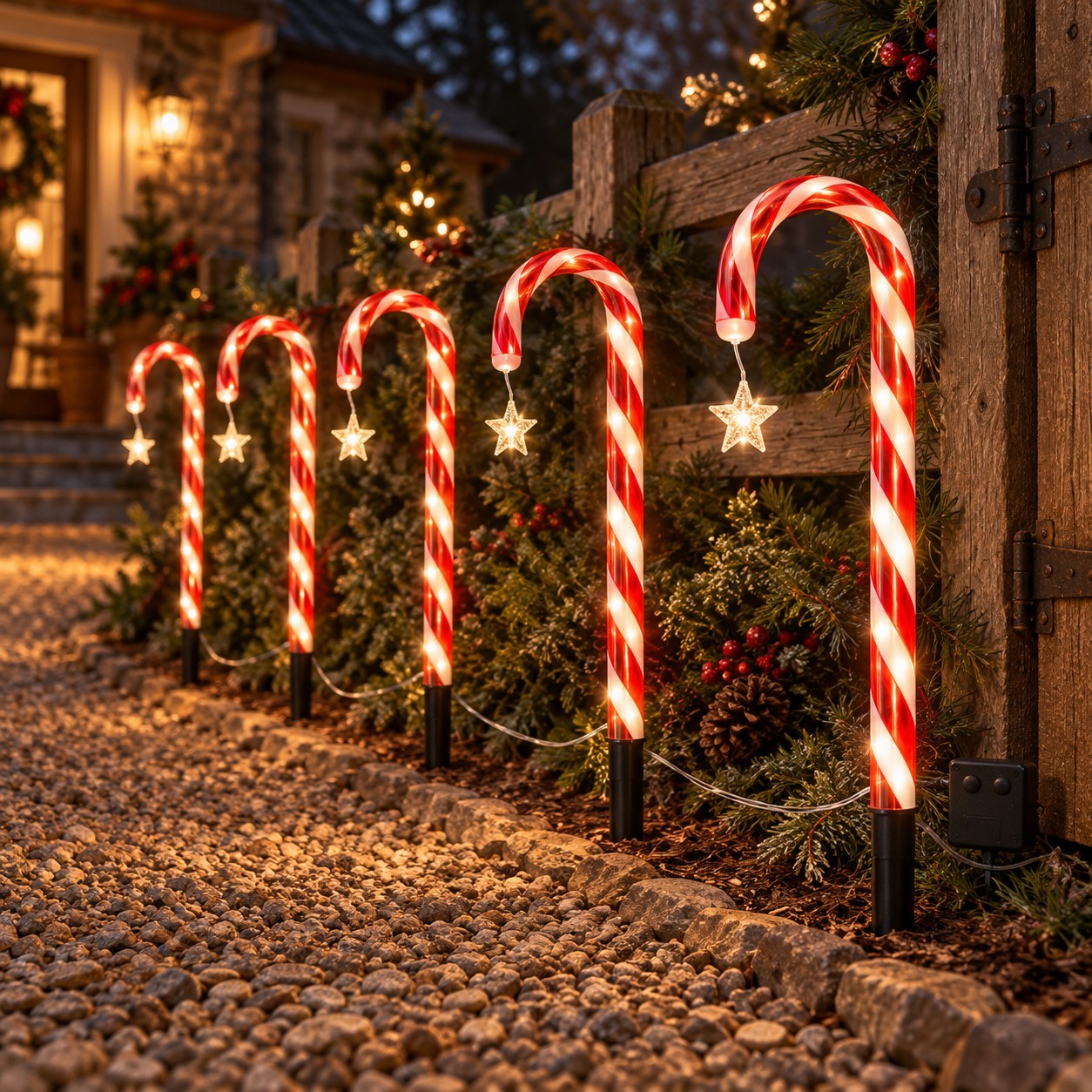 Solar Candy Cane Pathway Lights 8-Pack